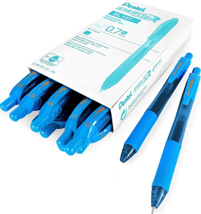 Pentel EnerGel X BL107 0.7mm/0.35mm Gelroller hellblau/transparent, 12er-Pack
