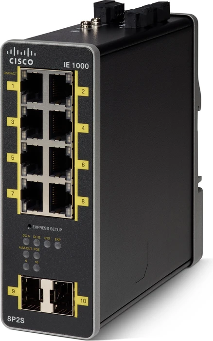 Cisco IE 1000 Industrial Railmount Smart Switch, 8x RJ-45, 2x SFP, PoE+