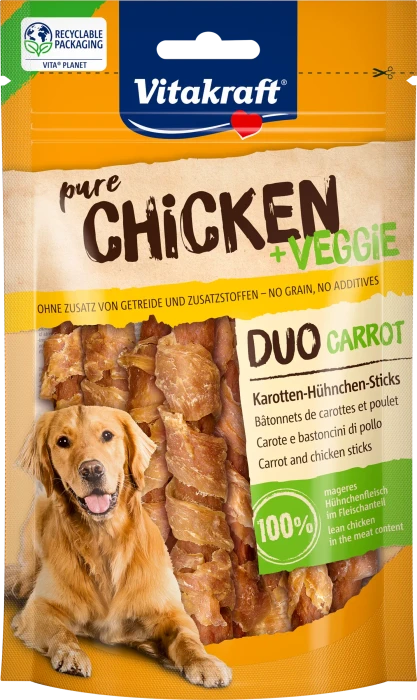Vitakraft Pure Chicken + Veggie Sticks, mit Karotte und Huhn, 720g (9x 80g)