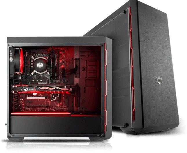 Cooler Master MasterBox MB600L, schwarz/rot, Acrylfenster