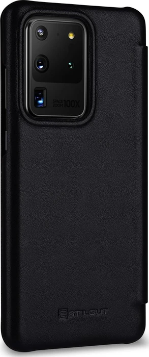 Stilgut Book Type Leather Case Nappa für Samsung Galaxy S20 Ultra schwarz