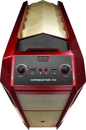 AeroCool XPredator X3 RG Edition rot/gold, Acrylfenster