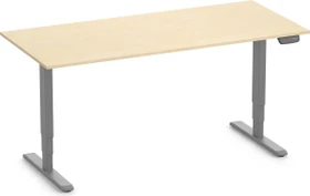 Ergolutions Primus elektrisch höhenverstellbarer Sitz-Steh-Schreibtisch 180x80cm Birke/grau