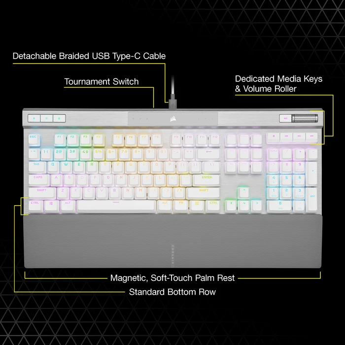 Corsair Gaming K70 RGB PRO, weiß, Corsair OPX, USB, DE