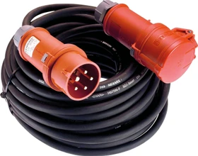 as-Schwabe Gummi CEE Verlängerungskabel 400V 16A IP44 H07RN-F 5G1.5 mit Phasenwendestecker, schwarz, 25m