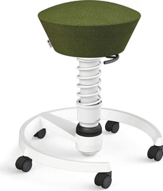 Aeris Swopper New Edition Bürohocker mit Rollen, Feder Standard, Gestell Alu weiß, Bezug Wollmischung Capture grün