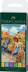 Faber-Castell PITT artist Pen Summer Vibes Starter sortiert, 6er-Set, Kunststoffetui