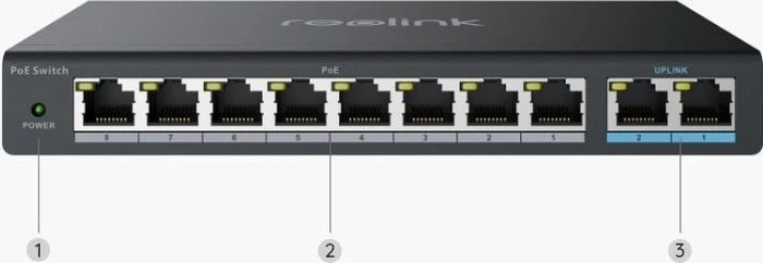 Reolink Desktop Switch, 10x RJ-45, 30W PoE+