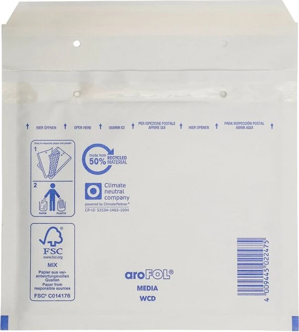 VP Group aroFOL Classic Standard Luftpolstertasche CD weiß, 200x175x50mm, 100er-Pack