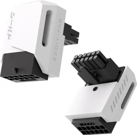 EZDIY-FAB 12V-2x6 Winkeladapter 90°, Variante RVS, Sense-Pins an der Oberseite, weiß (DE2-Shirudu 12+4P RVS GPU Adapter-90-W)