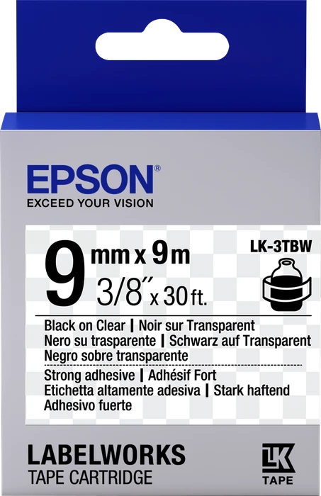 Epson LK-3TBW Beschriftungsband, 9mm, schwarz/transparent