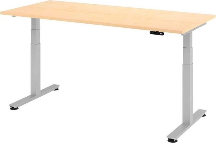Hammerbacher Ergonomic Aktiv XDSM19/3/S elektrisch höhenverstellbarer Sitz-Steh-Schreibtisch 180x80cm Ahorn/silber