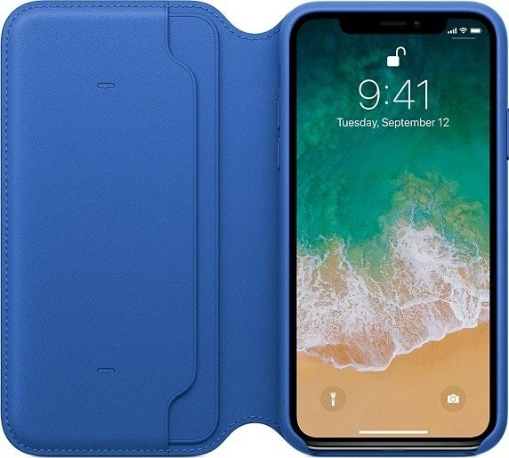 Apple Leder Folio Case für iPhone X electricblau