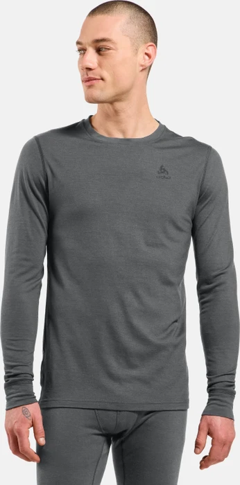 Odlo Natural Merino 200 Baselayer Funktionsshirt langarm steel grey melange (Herren)