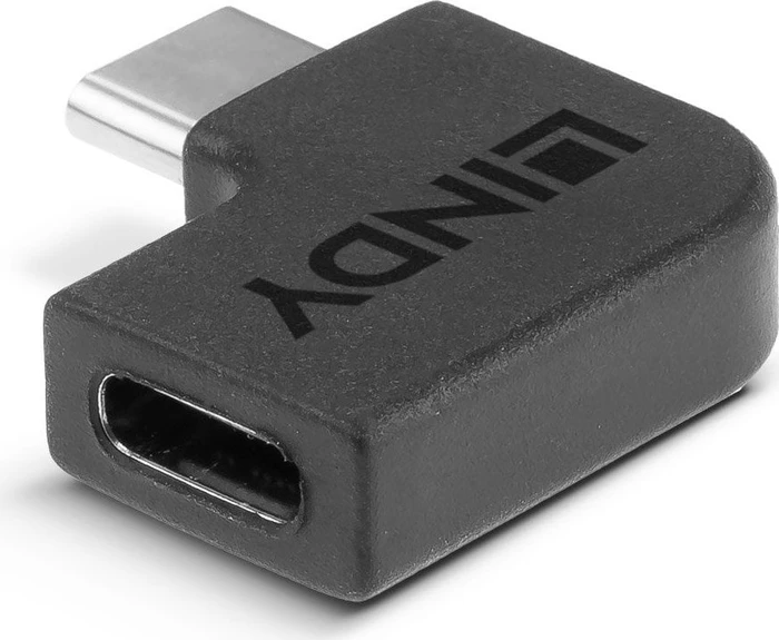 Lindy USB C-Adapter, USB-C 3.2 [Stecker] auf USB-C 3.2 [Buchse], 90° gewinkelt