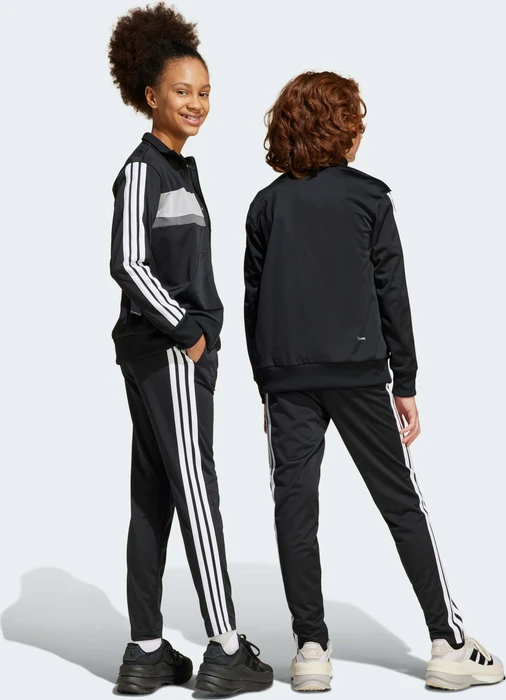 adidas Seasonal Essentials Tiberio 3-Streifen Tricot Trainingsanzug black/white/grey two (Junior)