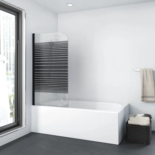 Marwell Black Lines Badewannenfaltwand 125x140cm, 1-teilig, schwarz