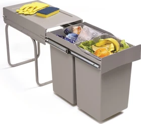 Quellmalz Double Man Deluxe Einbau Müllsammler 2x14l alugrau