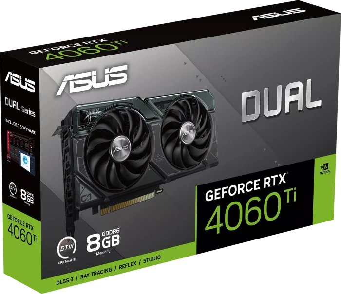 ASUS Dual GeForce RTX 4060 Ti, DUAL-RTX4060TI-8G, 8GB GDDR6, HDMI, 3x DP