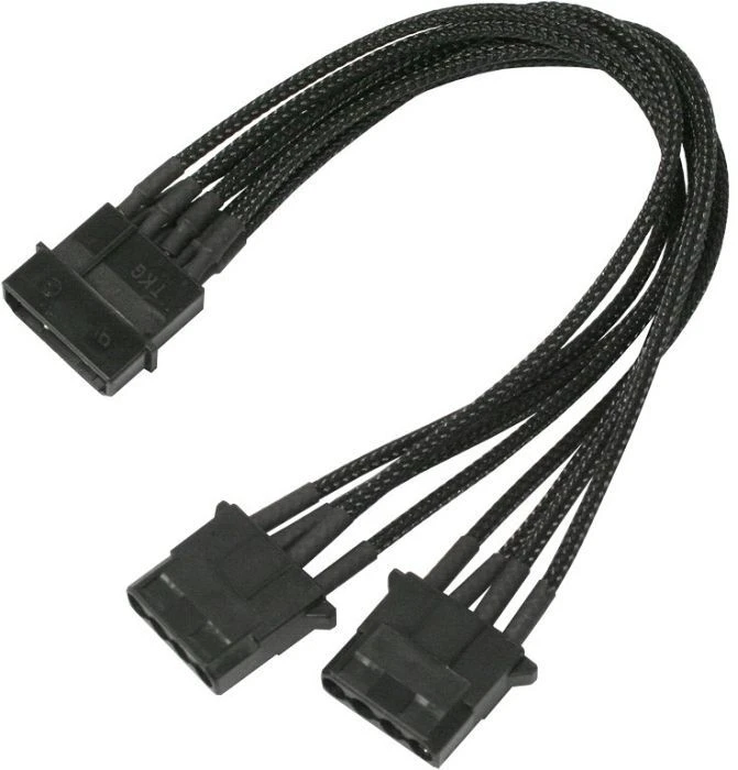 Nanoxia 4-Pin-Molex Y-Kabel 20cm, einzeln gesleeved schwarz