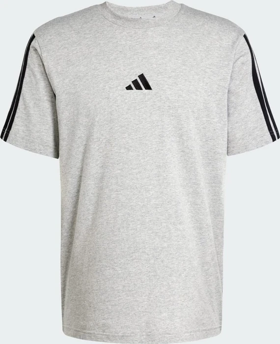 adidas Essentials 3-Streifen Single Jersey T-Shirt kurzarm medium grey heather/black (Herren)