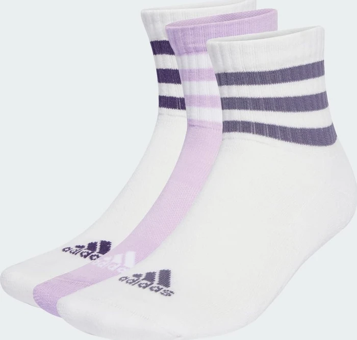 adidas 3-Streifen Cushioned Sportswear Mid-Cut Crew Socken white/powder plum, 3 Paare