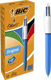 BIC 4 Colours Original 0.4mm Kugelschreiber blau/weiß, 12er-Pack