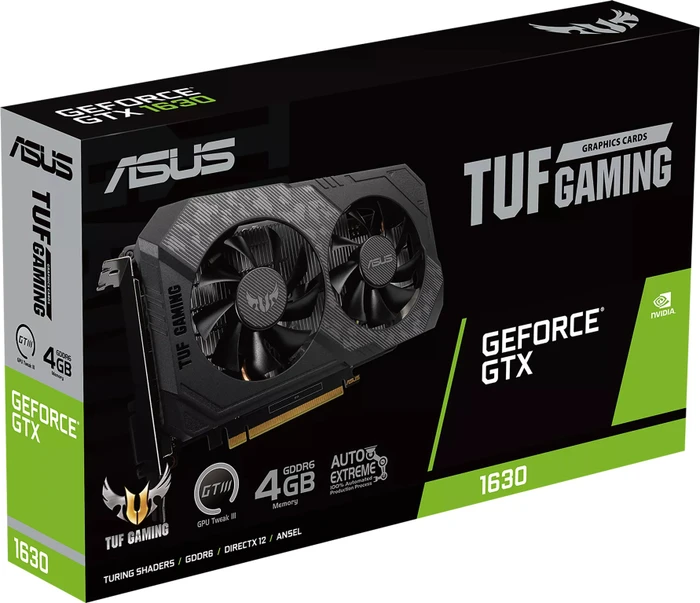 ASUS TUF Gaming GeForce GTX 1630, TUF-GTX1630-4G-GAMING, 4GB GDDR6, DVI, HDMI, DP