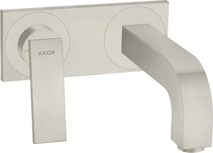Hansgrohe Axor Citterio 2-Loch Waschbeckenarmatur mit Hebelgriffen und Platte 220mm edelstahloptik
