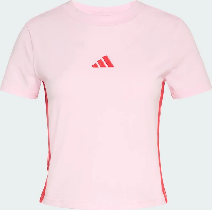 adidas Essentials 3-Streifen Slim Baby T-Shirt kurzarm clear pink/pure ruby (Damen)