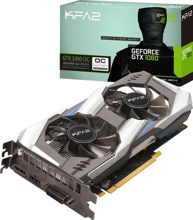 KFA2 GeForce GTX 1060 OC, 6GB GDDR5X, DVI, HDMI, DP, bulk
