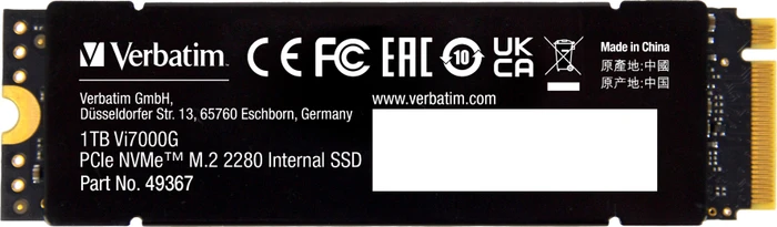 Verbatim Vi7000G PCIe NVMe SSD 1TB, M.2 2280 / M-Key / PCIe 4.0 x4, Kühlkörper