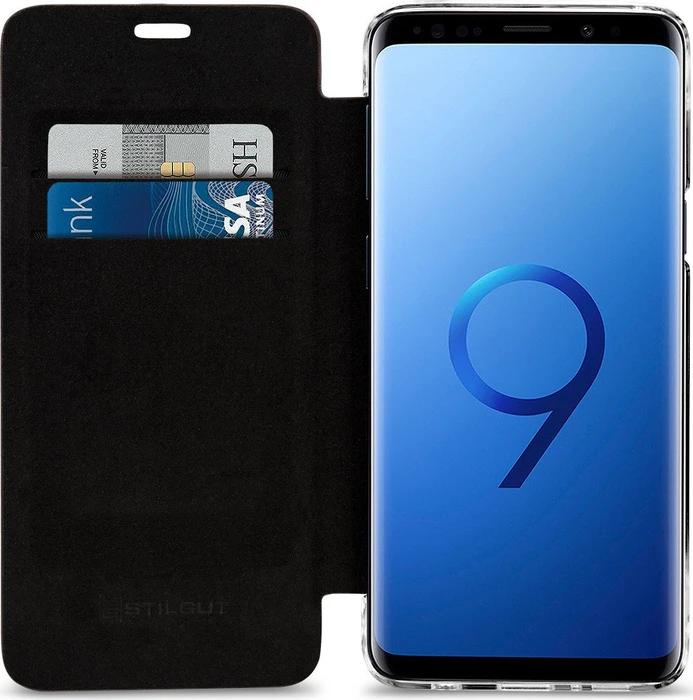 Stilgut Book Type NFC/RFID Blocking Cover für Samsung Galaxy S9 braun