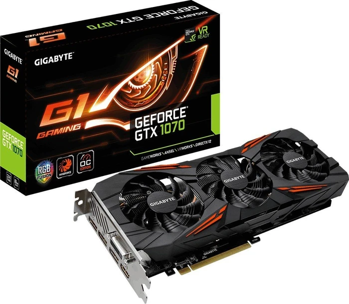 GIGABYTE GeForce GTX 1070 G1 Gaming 8G (Rev. 2.0), 8GB GDDR5, DVI, HDMI, 3x DP