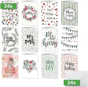 Sigel Geburtstagkarten Happy Birthday Universalpapier weiß, A6, 250g/m², 24 Blatt