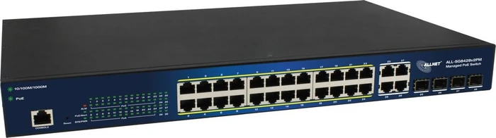 Allnet SG84 Rackmount Gigabit Smart Switch, 24x RJ-45, 4x RJ-45/SFP, 370W PoE+