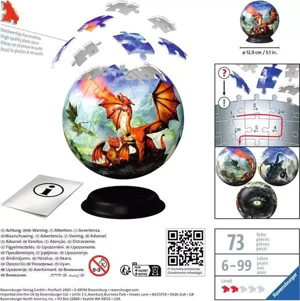 Ravensburger Puzzle 3D Puzzle-Ball Mystische Drachen