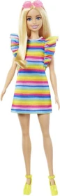 Mattel Barbie - Fashionistas Barbie im Regenbogenkleid mit Zahnspange