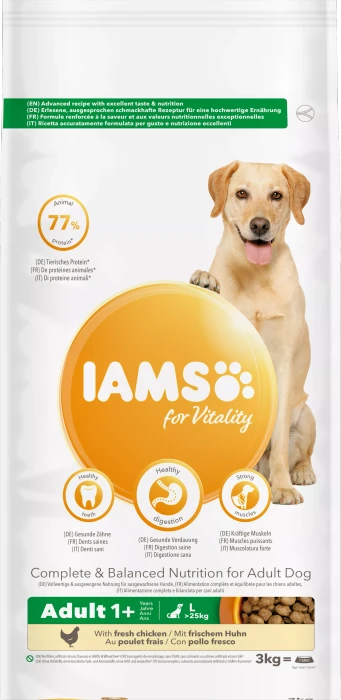 IAMS for Vitality für ausgewachsene Hunde großer Rassen, mit Huhn, 3kg