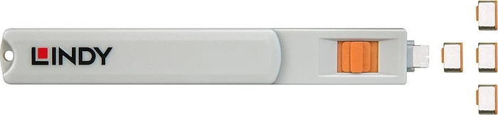 Lindy USB-C/Thunderbolt 3 Schloss mit Schlüssel, orange, 4er-Pack