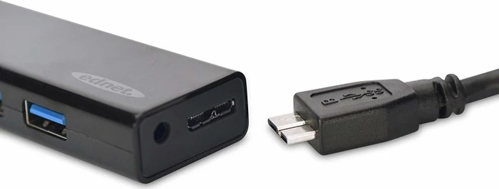 Ednet USB-Hub, 4x USB-A 3.0, USB 3.0 Micro-B [Buchse]