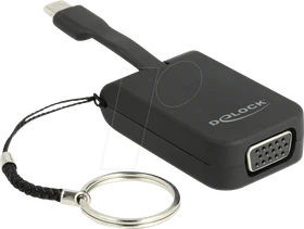 DeLOCK USB Type-C Adapter zu VGA, DP Alt Mode, Schlüsselanhänger, USB-C 3.0 [Stecker] (63941)