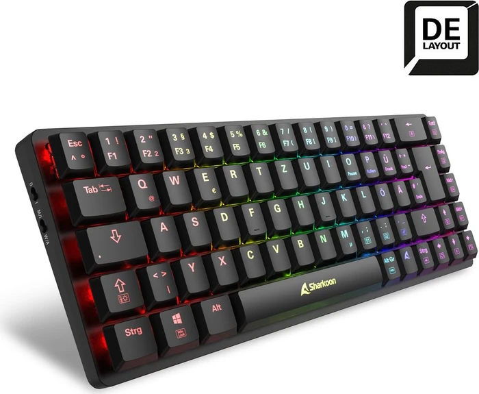 Sharkoon PureWriter W65, schwarz, Kailh Choc V2 LOW PROFILE RED, USB, DE
