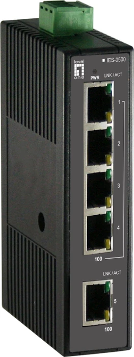 LevelOne IES-05 Industrial Railmount Switch, 5x RJ-45