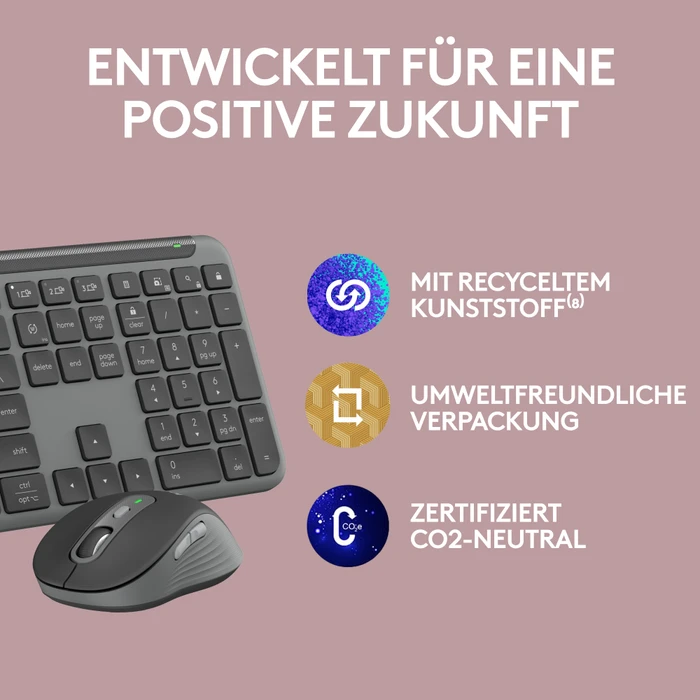 Logitech MK950 Signature Slim Combo Graphite, Logi Bolt, USB/Bluetooth, DE