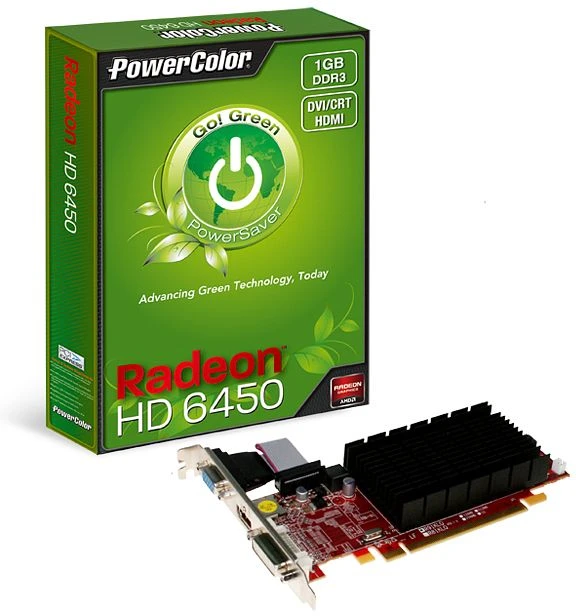 PowerColor Radeon HD 6450 Go! Green UEFI, 1GB DDR3, VGA, DVI, HDMI