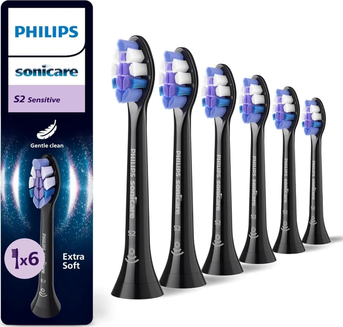 Philips HX6056/88 Sonicare S2 Sensitive Ersatzbürste schwarz, 6 Stück