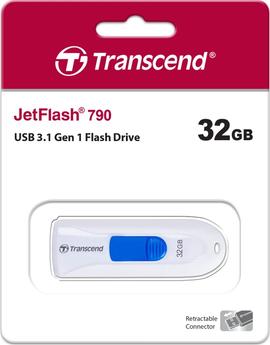 Transcend JetFlash 790 32GB weiß, USB-A, USB 3.2 Gen 1×1
