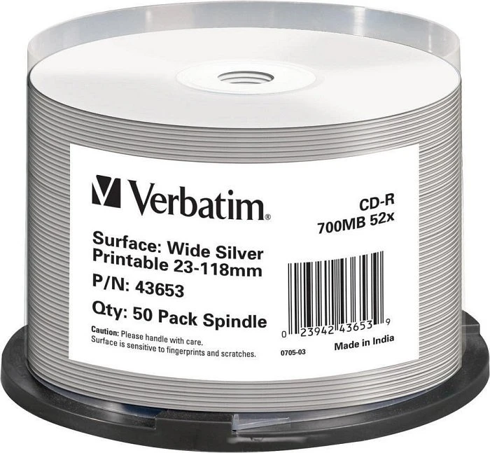 Verbatim Azo CD-R 80min/700MB, 52x, 50er Spindel, wide, silver, printable