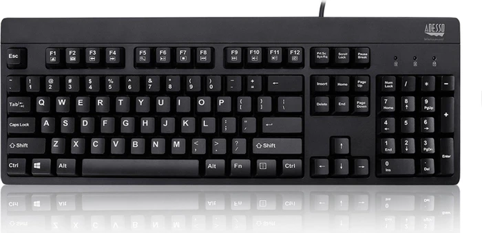 Adesso EasyTouch 630UB antimikrobielle Tastatur, schwarz, PS/2 & USB, US